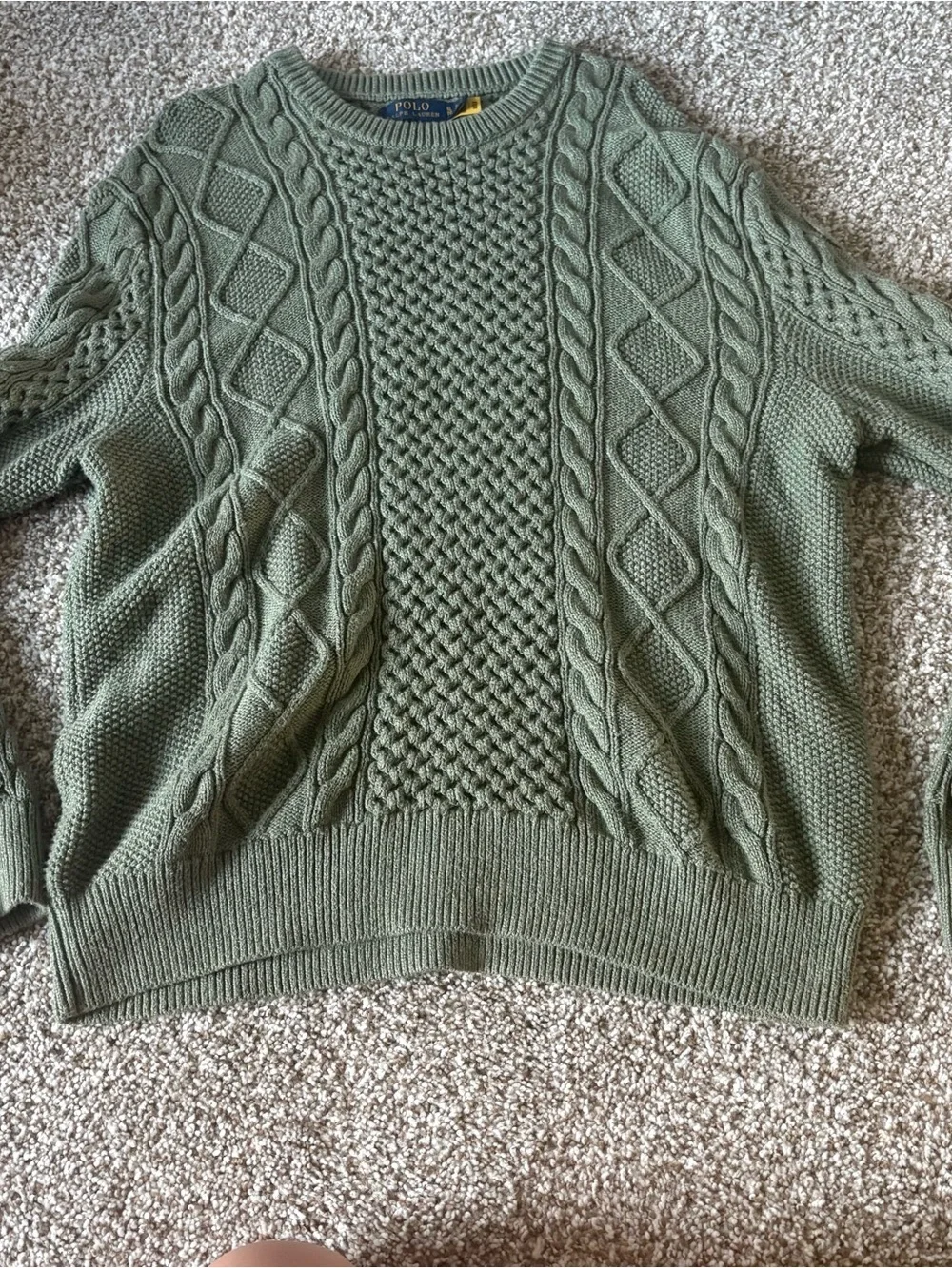 Polo Ralph Lauren Men's Cable Knit Crewneck Sweater - Sage Green